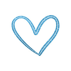Blue glitter heart line art shape 