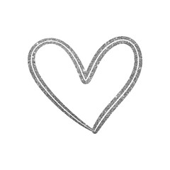silver glitter heart line art shape 