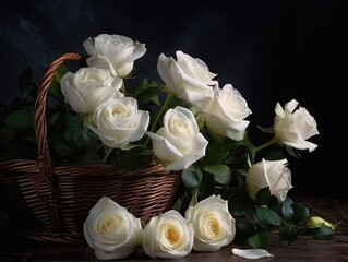 Composition with white roses for mothers day