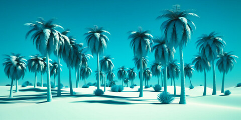 blue sky and palm trees on the beach
