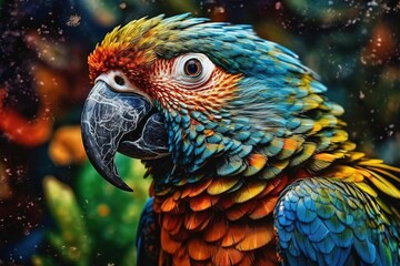 blue and yellow macaw ara. generative ai