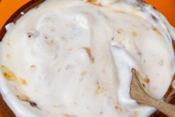 natural white milk yogurt with the addition of fig jam