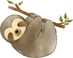 Sloth bear . Watercolor cartoon character . © stockdevil