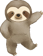 Sloth bear . Watercolor cartoon character .