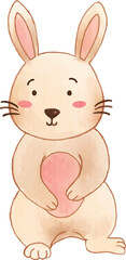 Rabbit . Watercolor cartoon character .