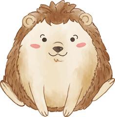 hedgehog . Watercolor cartoon character .