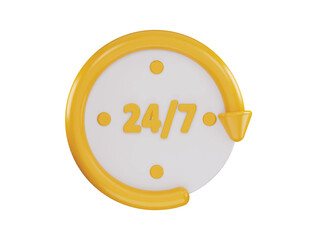 24 hours timer clock icon 3d rendering vector illustration