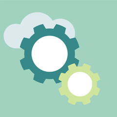 Cloud solution and business technology concept. Vector illustration. Flat design.