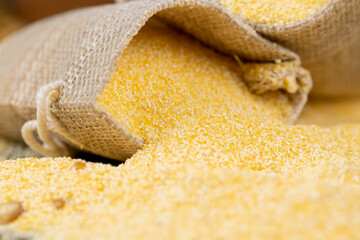 yellow corn grain flour for cooking polenta porridge