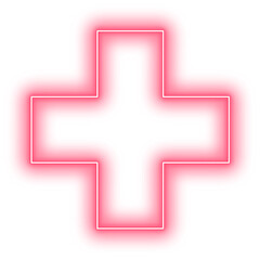 Neon Pink Cross Geometry Shape Outline Stroke