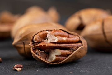 fresh crop of pecans on the surface