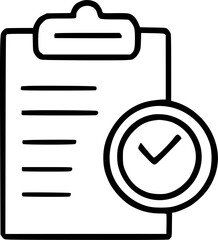 black individual approve checklist line icon, simple office data paper note flat design pictogram, infographic vector for app logo web button ui ux interface elements isolate on white background