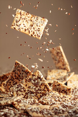 Crackers with sunflower and flax seeds.