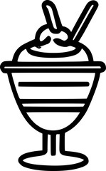 black individual sundae line icon. simple modern cafe food flat design pictogram, clipart vector illustration for ad app logo web banner button ui ux interface elements isolate on white background