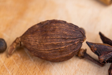 fragrant whole nutmeg in the kitchen