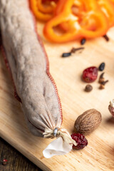 Sliced sausage of fresh veal meat