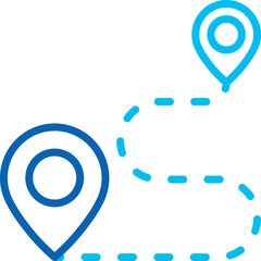 Route with pointers thin line icon. Navigation, destination, distance marker. Vector illustration.