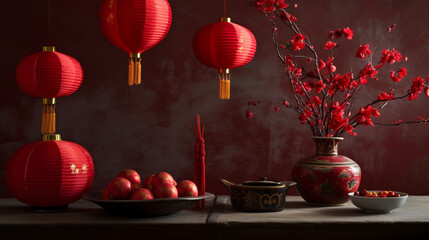 Fototapeta na wymiar Chinese New Year Decoration Generative AI
