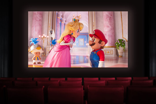 The Super Mario Bros. Movie in the cinema. Astana, Kazakhstan - March 23, 2023.