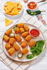 breaded crispy fried jalapeno poppers, top view