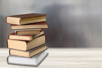 Vintage old books on desk table