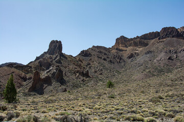 Fototapeta na wymiar Fantastic rock formations in El Teide National Park on Tenerife, Spain