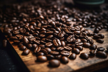 Close Up Coffee Bean on Background with Copy Space