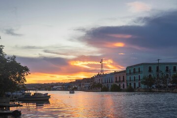 Beautiful view of a sunset over the river Matanzas, Cuba.