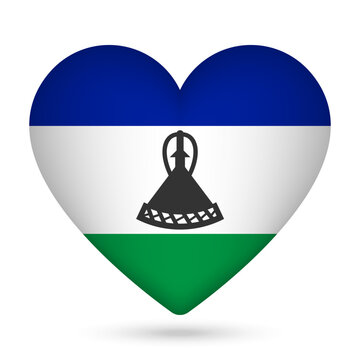 recommend clip art: Lesotho flag in heart shape. Vector illustration.