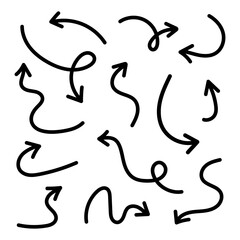 Set of hand drawn arrow illustrations on a white background