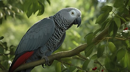 African Grey Parrot in Natural Habitat
