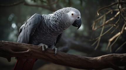 Curious African Grey Parrot