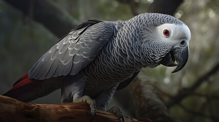 Curious African Grey Parrot