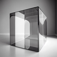 plexiglass cube transparent , AI generated