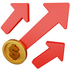 dollar gold and growth arrows 3d illustration