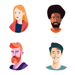 People Avatars Flat Icon Set Isolated On White Background