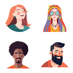 People Avatars Flat Icon Set Isolated On White Background