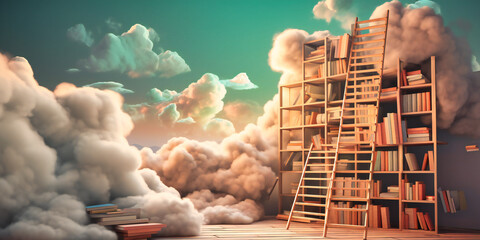 ladders, books and clouds,