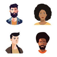 People Avatars Flat Icon Set Isolated On White Background