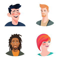 People Avatars Flat Icon Set Isolated On White Background