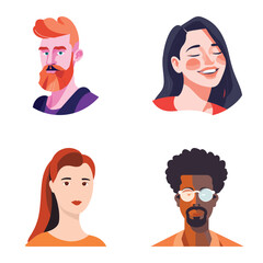 People Avatars Flat Icon Set Isolated On White Background