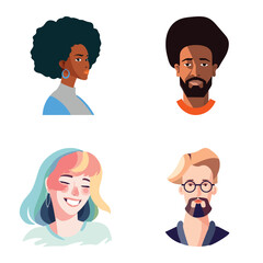 People Avatars Flat Icon Set Isolated On White Background