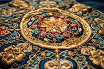Obraz na płótnie Canvas Detailed Image Of Beautifully Embroidered Altar Cloth. Generative AI