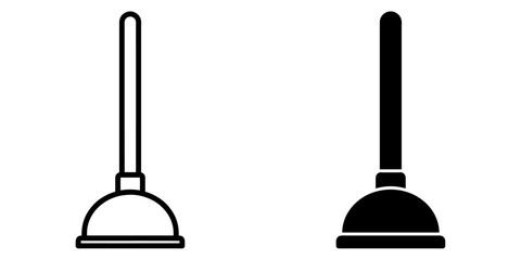 Naklejka premium ofvs357 OutlineFilledVectorSign ofvs - plunger vector icon . plumbing equipment sign . isolated transparent . black outline and filled version . AI 10 / EPS 10 / PNG . g11697