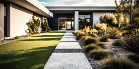 Obraz premium the outside of a home with grass and landscaping