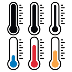Temperature Symbol Set . Thermometer showing the temperature . Thermometer icon. Vector illustration.