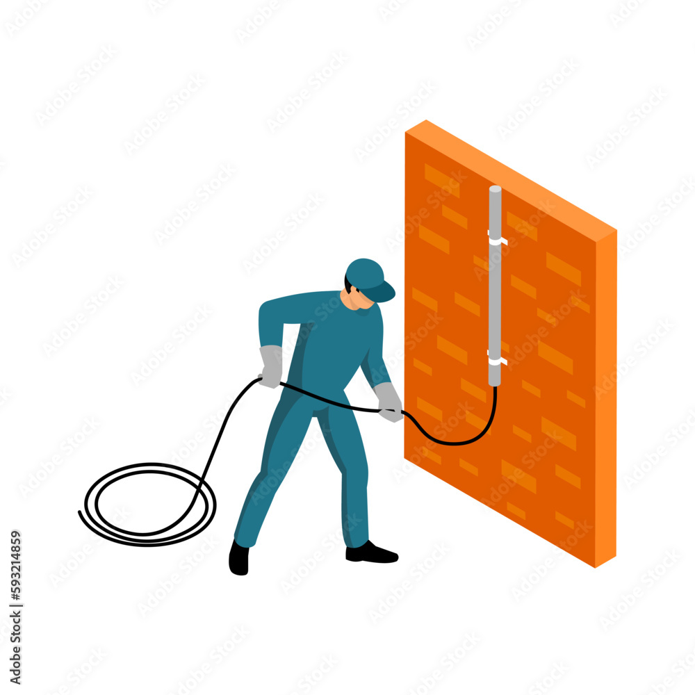 Poster isometric electrician illustration