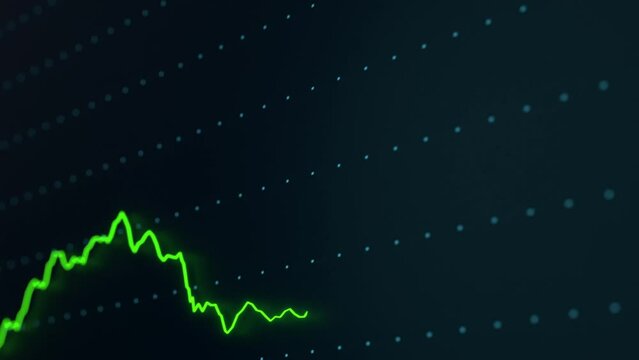 Rising stock market chart. Trading screen, green line moving up, equity chart. Stock market and exchange, growth, success, wealth, value, profit and return on investment. 3d animation