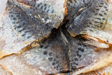 Dried yellowstripe scad fishes. snack for beer