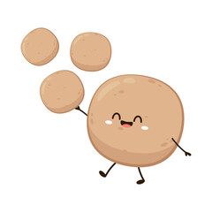 Meat ball vector. Meat ball on white background. Meat ball mascot.